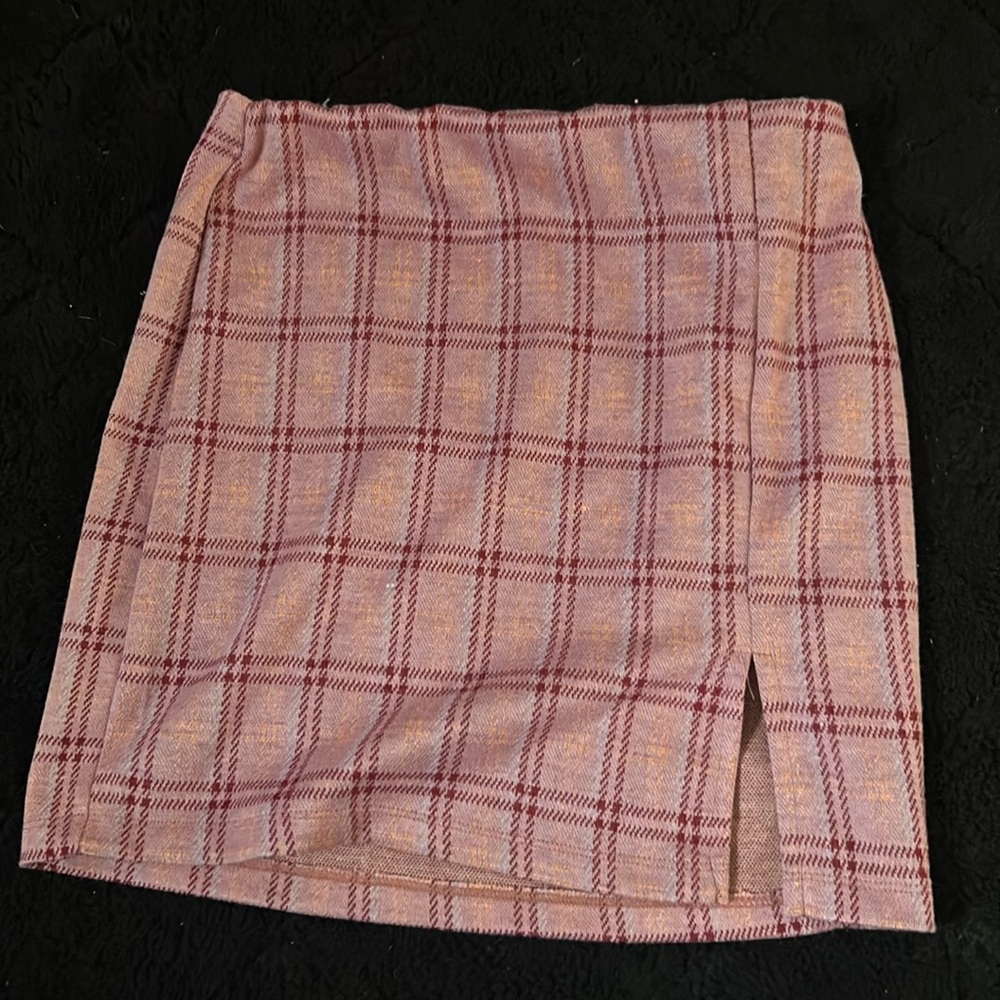 Pink plaid mini skirt